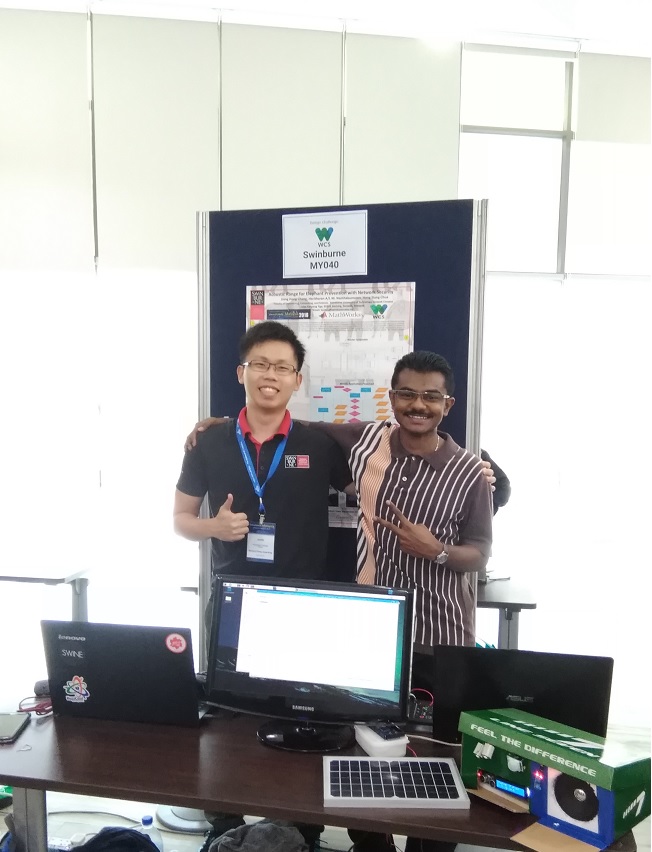 Chang (left) and Haritharan developed a prototype for detection and deterrent of elephants in a safe manner.