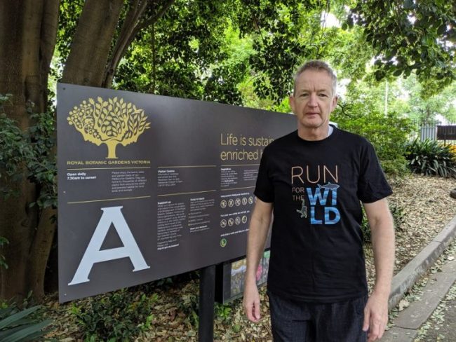 Professor Wilson at his virtual run at the Melbourne Botanical Gardens.