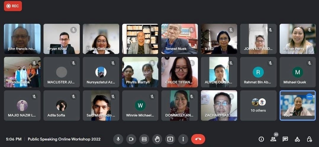 Participants and organisers of the online public speaking workshop held in mid-September.