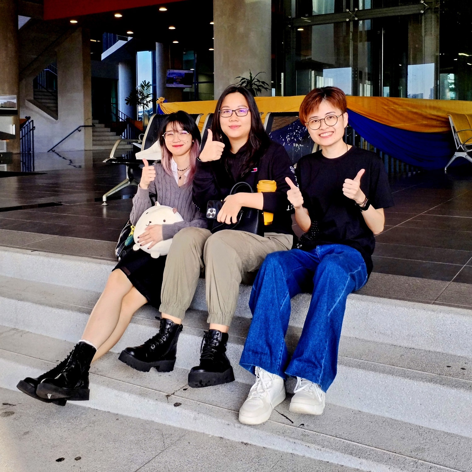 (From left) Rodney Ocean Bonardy, Emma Lee Shu Ting, and Eunice Law Mei Yuan at APU for the second round of the competition. (Photo credit: Eunice Law Mei Yuan)