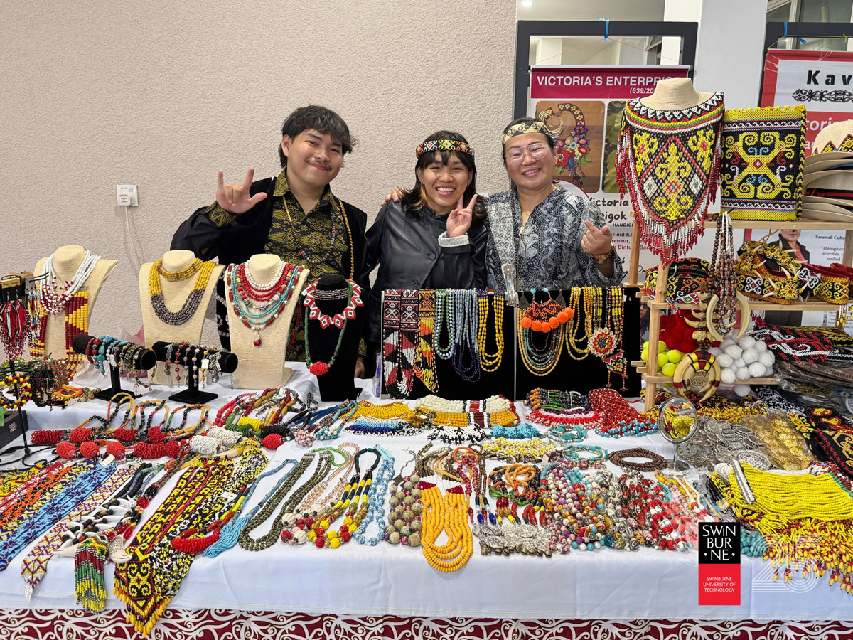 One of the stalls selling Dayak beaded accessories.
