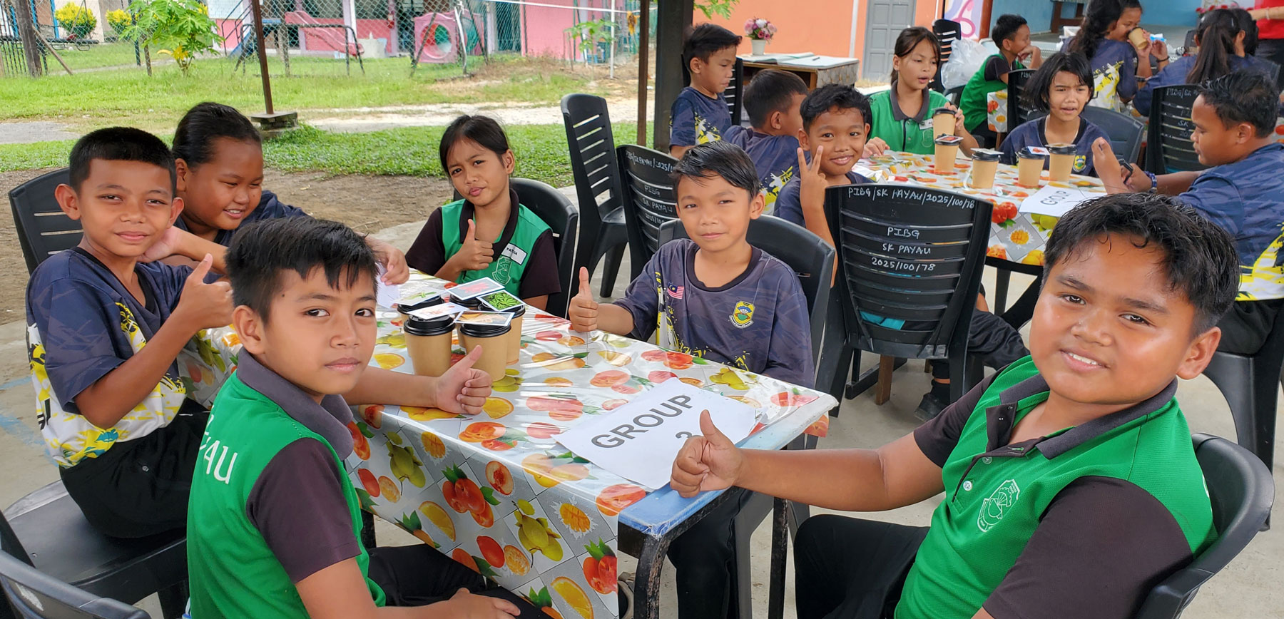 Students from SK Payau participating in one of the STEM activities during the outreach program.