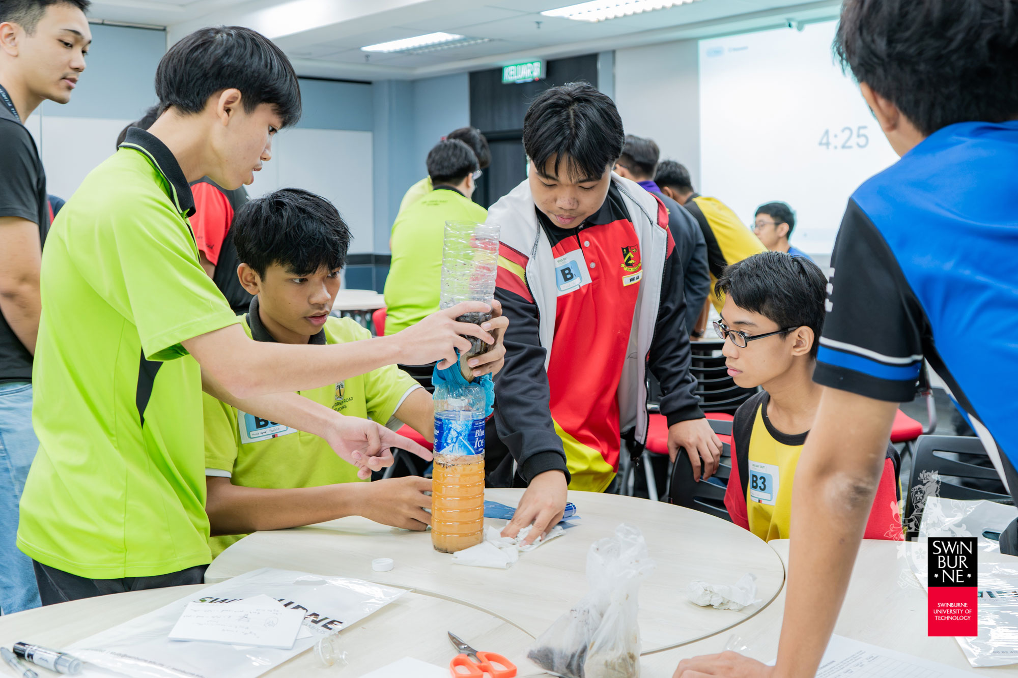 The students explore water treatment technologies through “PureFlow: Sustainable Water Filtration System”.